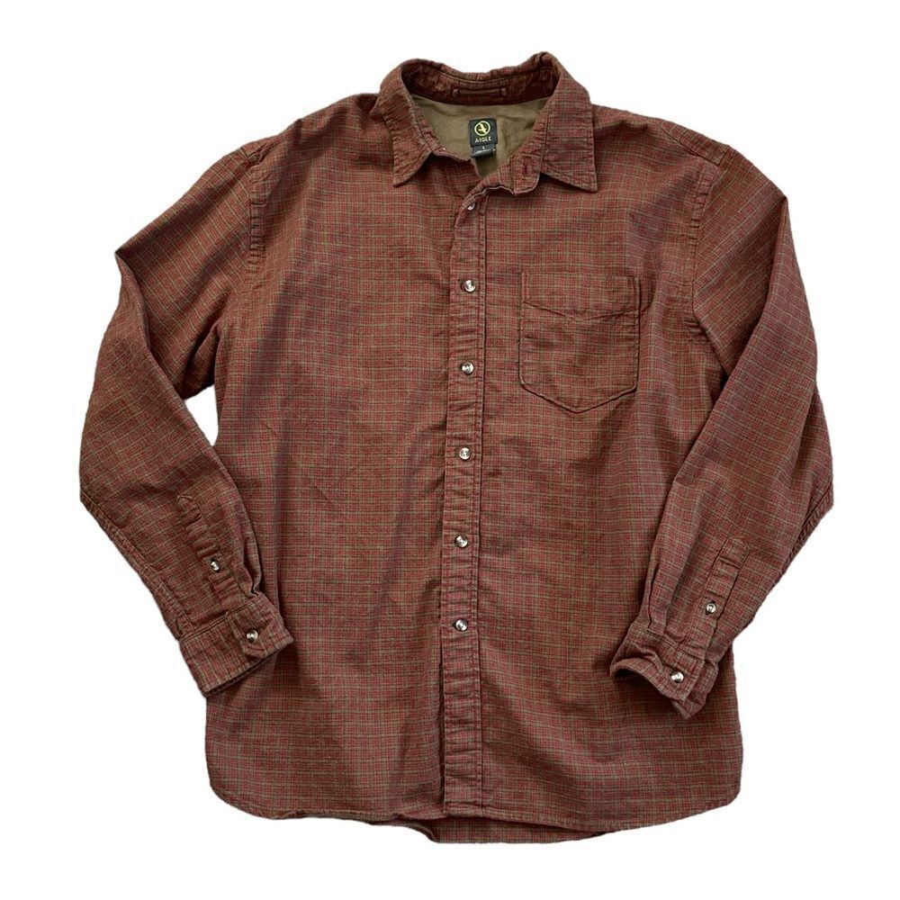 AIGLE Button Down Plaid Flannel Size Large